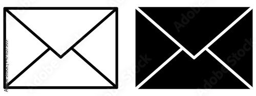 Mail icon set. Envelope outline and silhouette. Email, letter, sms vector illustration isolated on white background.