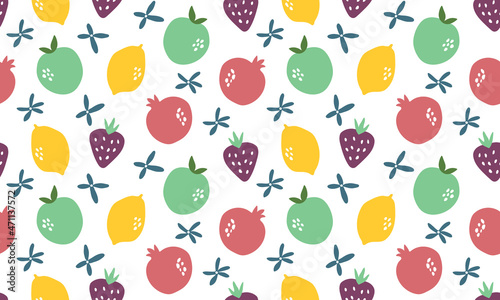 Fototapeta Naklejka Na Ścianę i Meble -  seamless pattern with fruits. vector illustration