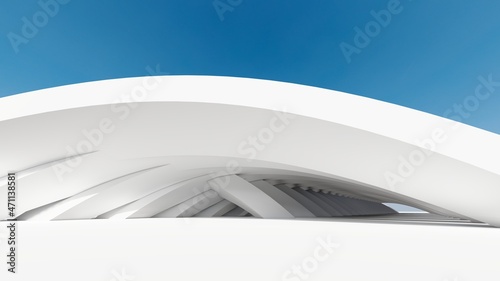 Futuristic white architecture background smooth building facade 3d render