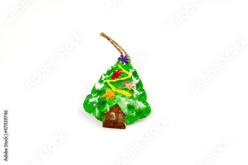 Christmas tree toy isolated on white background.