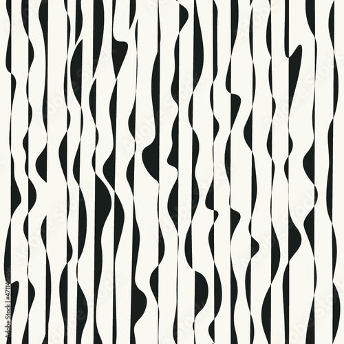 Grunge lines vector background with zebra effect. Repeat abstract stripes. Monochrome wallpaper. Creative seamless pattern.