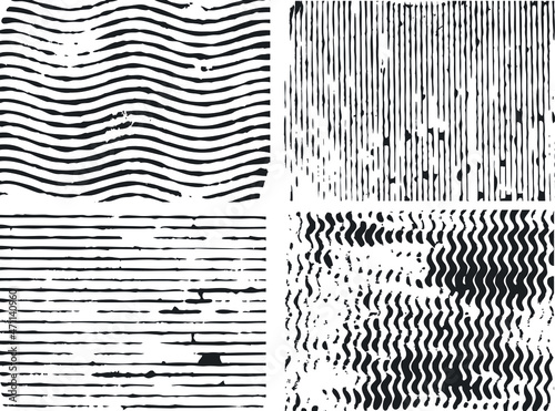 Grunge lines background collection for an edge effect. Set of damaged textures isolated vector.