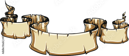 Old scroll vector. Folded ribbon ends fluttering.