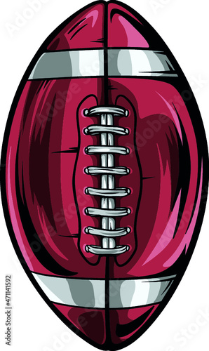Hand drawn american football ball vector illustration with black outline.