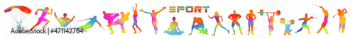 multicolored People go in for sports. Vector illustration
