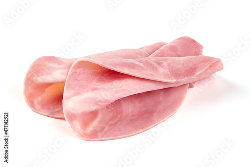 Boiled ham, isolated on white background.