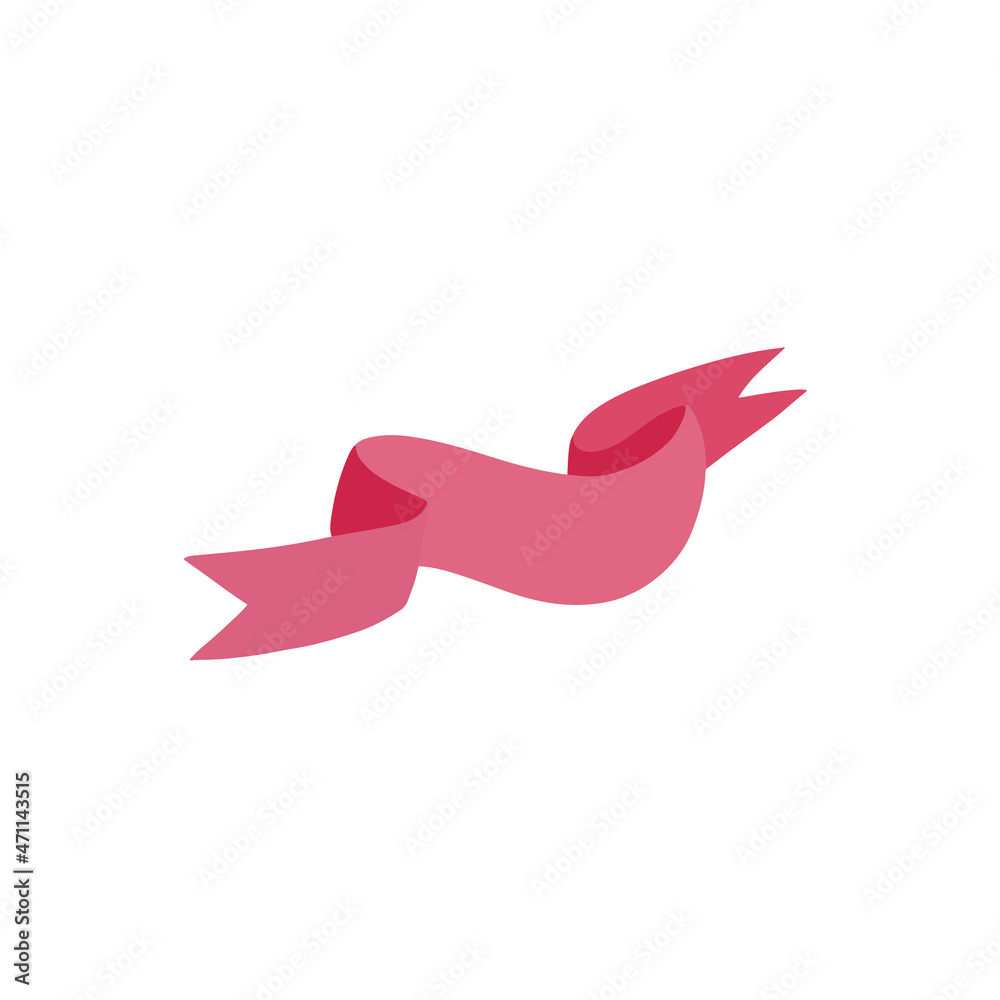 Hand drawn pink ribbon isolated on white vector illustration. Hand drawn pink ribbon isolated on white vector illustration.