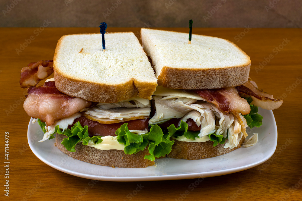 Obraz premium chicken bacon sandwich, top with swiss cheese