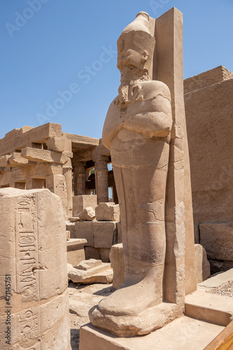 Statue of pharaoh at the temple of Karnak in Luxor  old Egypt.