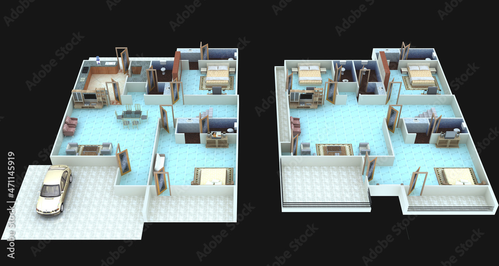 Naklejka premium A 3D floor plan design