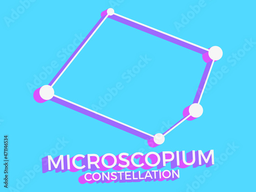 Microscopium constellation 3d symbol. Constellation icon in isometric style on blue background. Cluster of stars and galaxies. Vector illustration photo