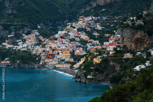 Beautiful view of Positano on the Amalfi Coast , Province of Salerno, Campania, Italy