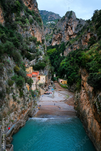 Fiordo di Furore Beach  Fjord of Furore  seen from the bridge  an unusual beautiful hidden place in the province of Salerno in the Campania region of south-western Italy.