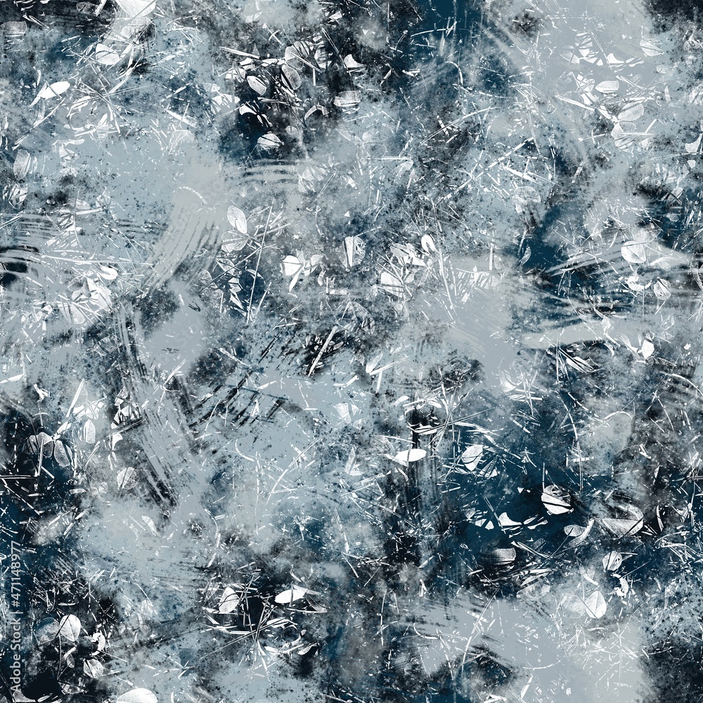 Obraz premium Seamless navy blue and white abstract grungy seamless surface pattern design for print. High quality illustration. Texture for background or textile or fabric or wallpaper or interior design.