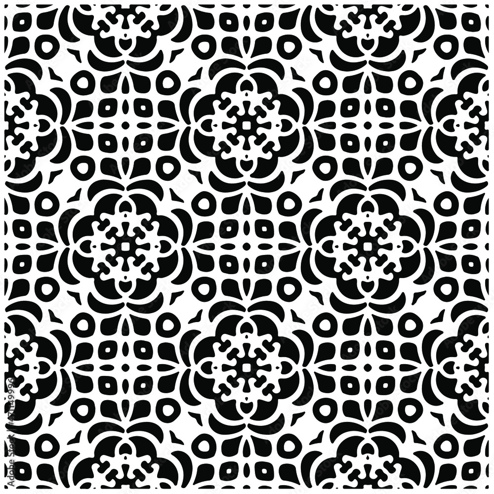 Decorative abstract pattern. Black and white seamless geometric pattern.