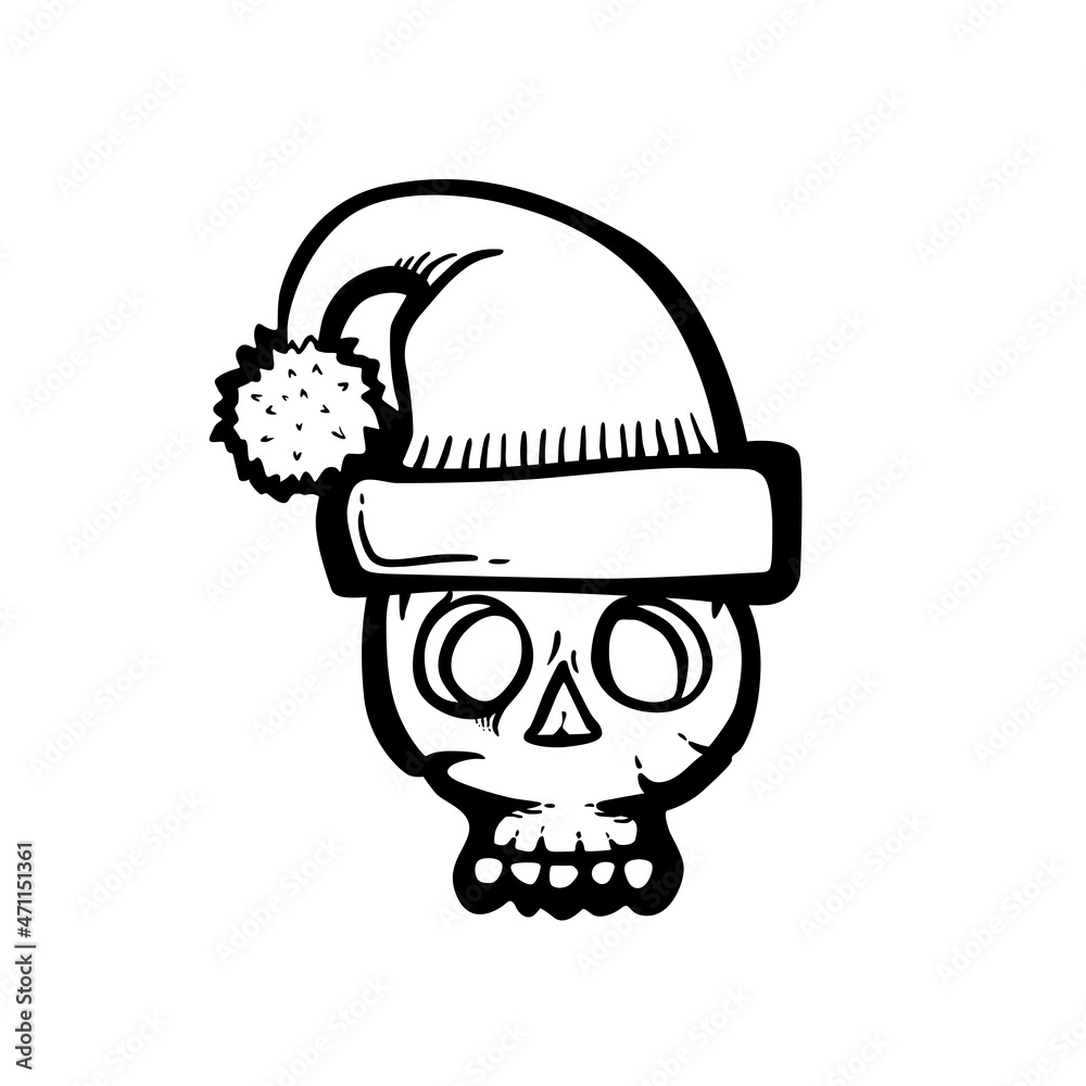 Cartoon skull, hand drawn vector illustration Stock Vector | Adobe Stock