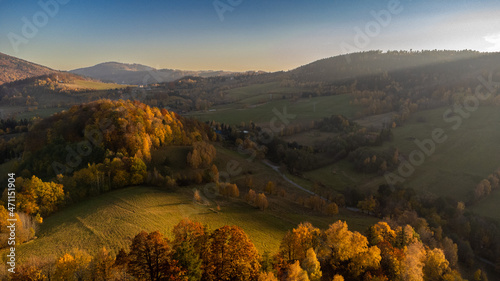 Photography Autumn in the mountains - Poland Owl Mountains - High Quality - Drone photo