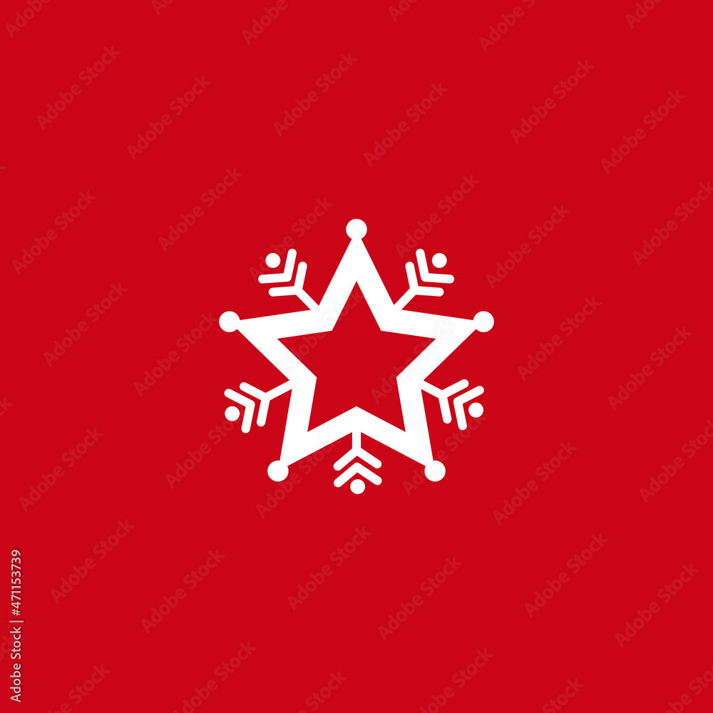 White snowflake icon on red background White snowflake icon on red background