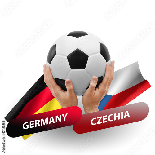 Soccer football competition match, national teams germany vs czechia