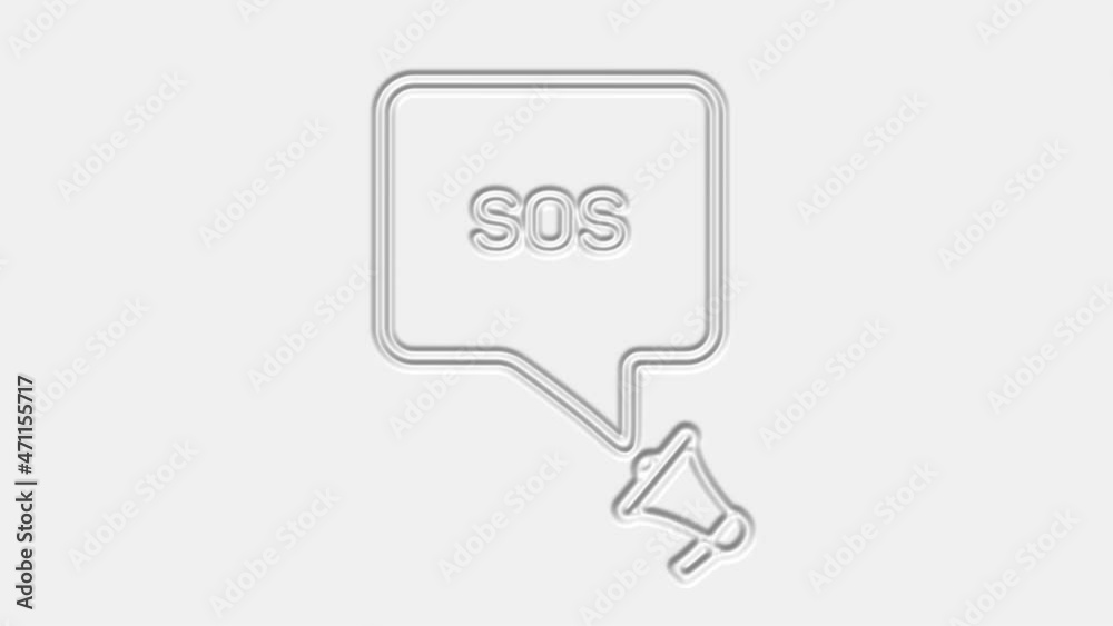 Sos. Megaphone with sos text speech bubble banner. Loudspeaker. 4K video motion graphic Sos. Megaphone with sos text speech bubble banner. Loudspeaker. 4K video motion graphic