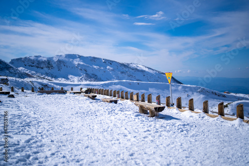                                                                    Landscape with snowy winter scenery of Tateyama in Tateyama Town  Toyama Prefecture  Japan.