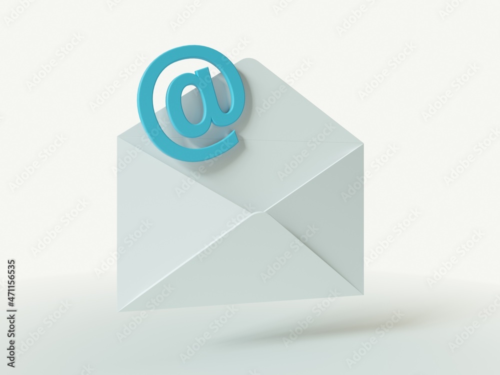 White envelope with an email sign. White envelope with an email sign.