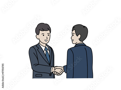 握手をするビジネスマン　男性　会社員　仕事　挨拶　取引　合意　依頼　ビジネス
