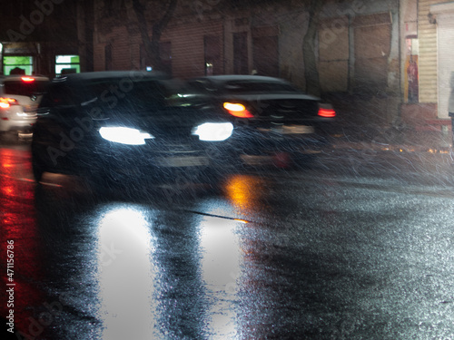 Blurred traffic of cars in the evening