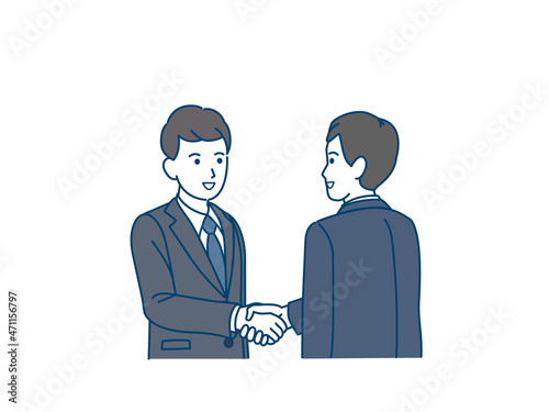 握手をするビジネスマン　男性　会社員　仕事　挨拶　取引　合意　依頼　ビジネス
