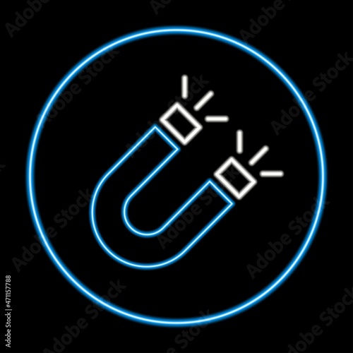 magnet neon sign, modern glowing banner design, colorful modern design trends. Vector illustration.