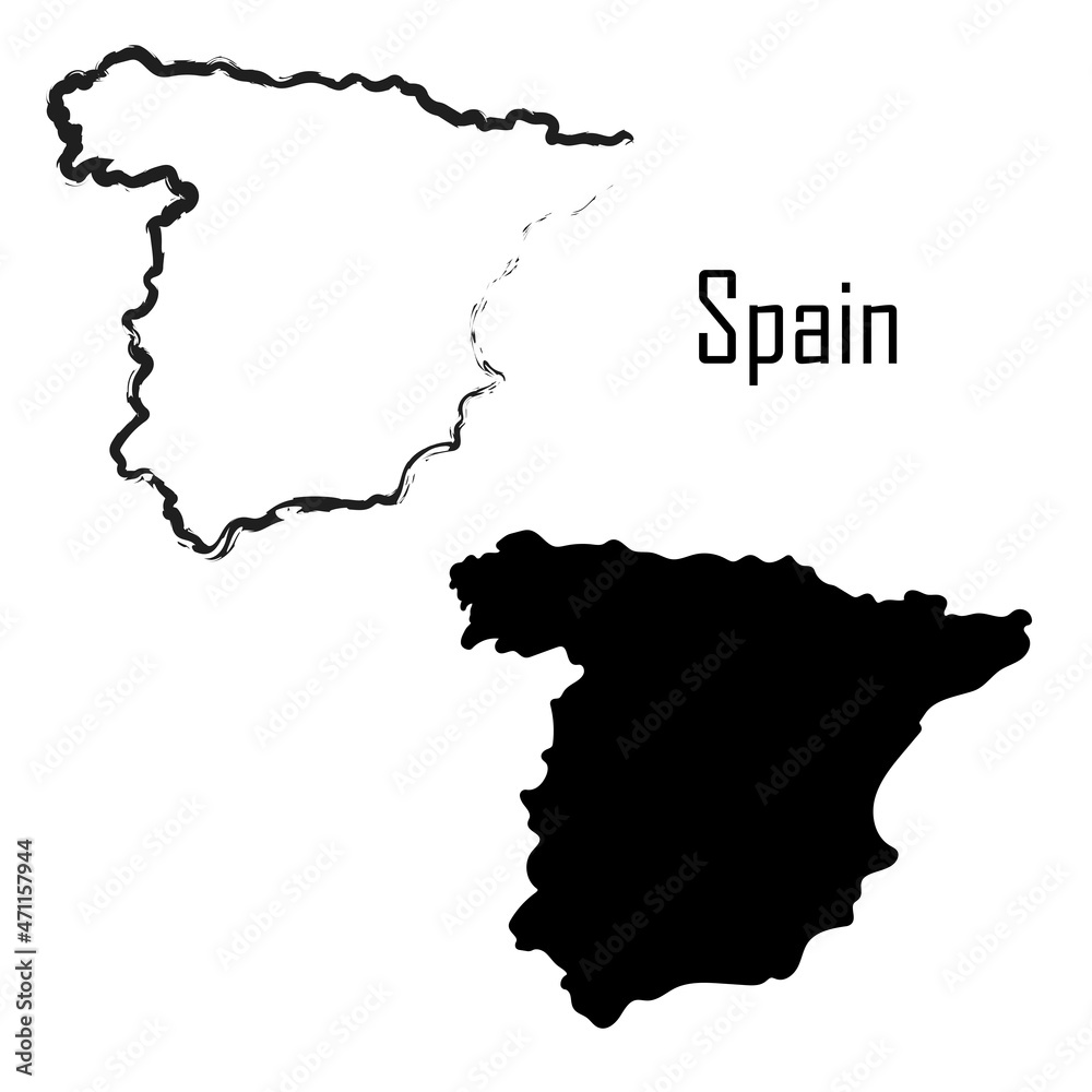 spain map black and white vector illustration. map black and white vector illustration.