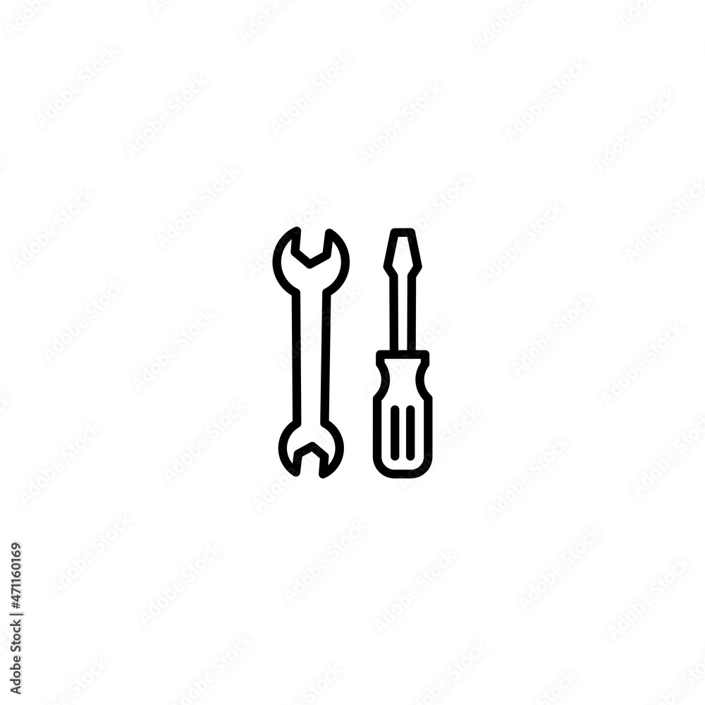 Wrench and screwdriver icon vector