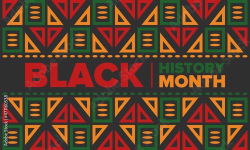 Black History Month. African American History. Celebrated annual. In February in United States and Canada. In October in Great Britain. Poster, card, banner, background. Vector illustration