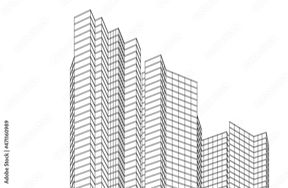 architectural drawing 3d illustration