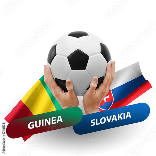 Soccer football competition match  national teams guinea vs slovakia