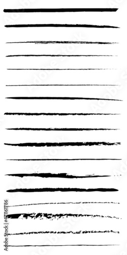 set of underlines hand drawn vector on white background