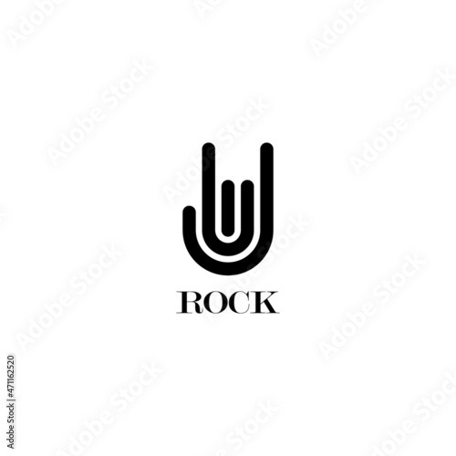 sign Rock and Roll logo design with finger Rock. Vector Illustration