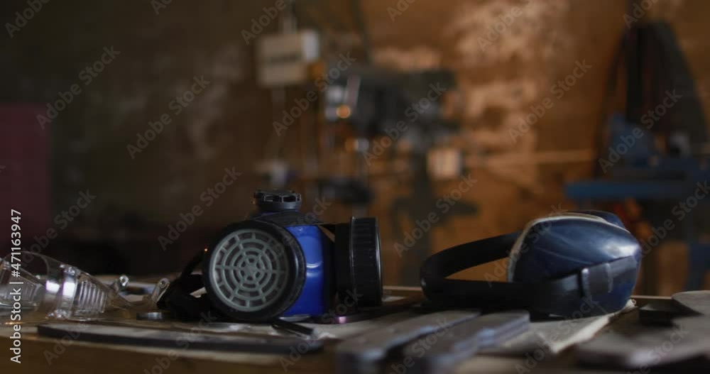 Close up of tools on table in workshop Close up of tools on table in workshop