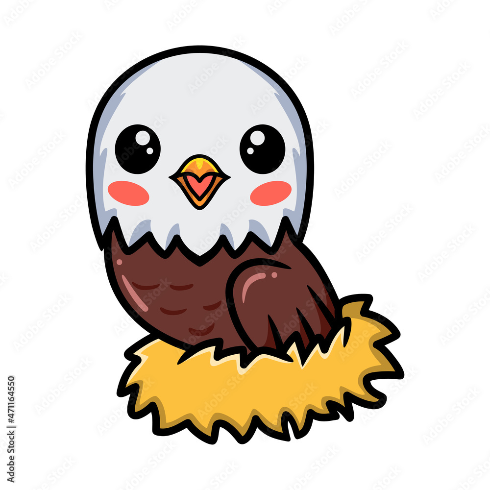 Cute little eagle cartoon in nest Cute little eagle cartoon in nest