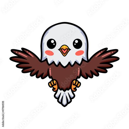 Cute little eagle cartoon flying