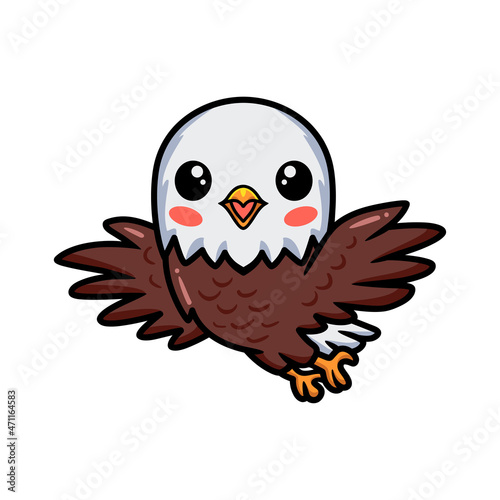 Cute little eagle cartoon flying