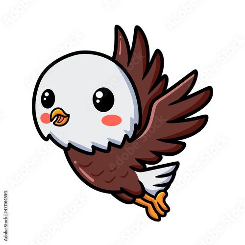 Cute little eagle cartoon flying