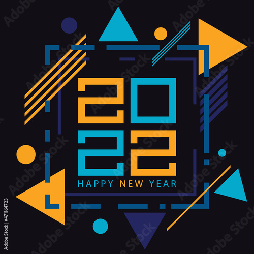 Happy New Year 2022 banner. Abstract vector background