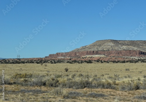 McCartys, New Mexico, USA - November 21, 2021: Desert Mountain Along the Highway on a Bright, Clear Late Fall Day
