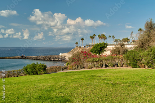 Obraz na płótnie Landscape of the sea and coastal volcanic rocks. La caleta beach, Canary Island Tenerife, Spain w salonie