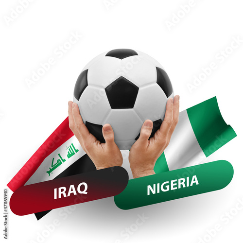 Soccer football competition match  national teams iraq vs nigeria