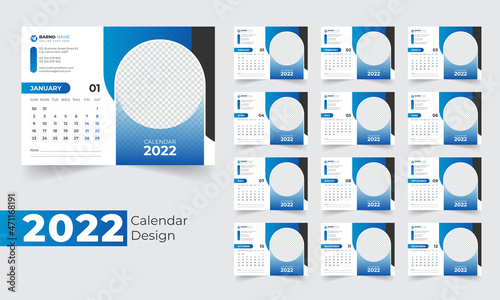 2022 Calendar Design Template , Desk Calendar 2022 Design