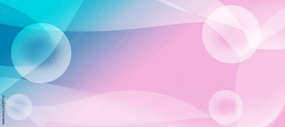 The graphic background is light blue pink   . Modern looking digital curve art of moving waves and abstract circles in colorful gradients