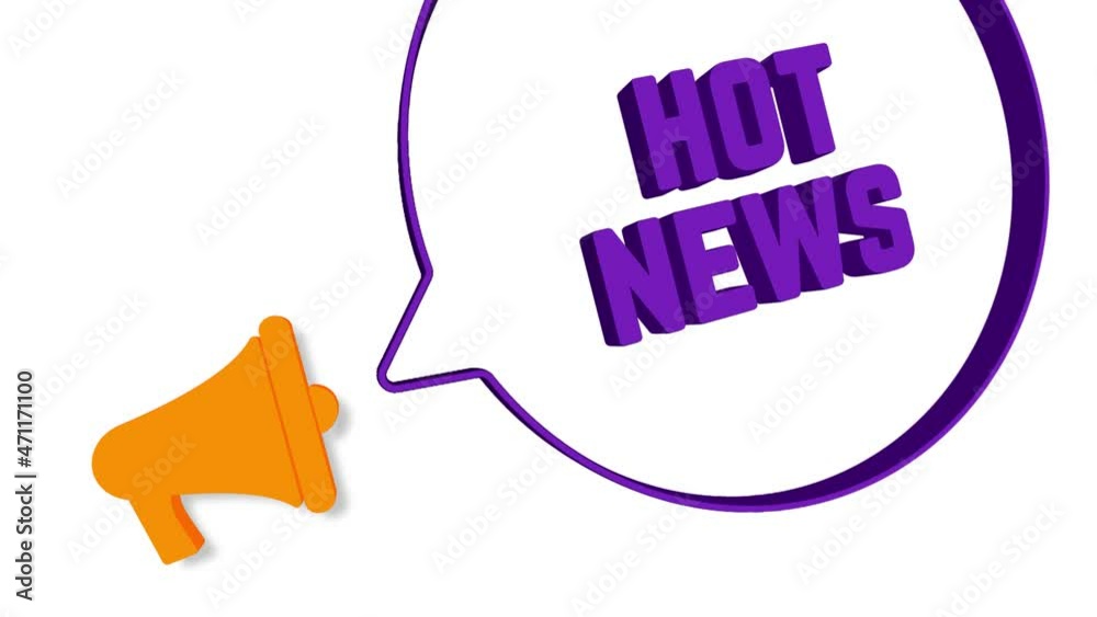 Megaphone with speech bubble in 3d style on white background. Hot news text. Loudspeaker. 4K video motion graphic Megaphone with speech bubble in 3d style on white background. Hot news text. Loudspeaker. 4K video motion graphic