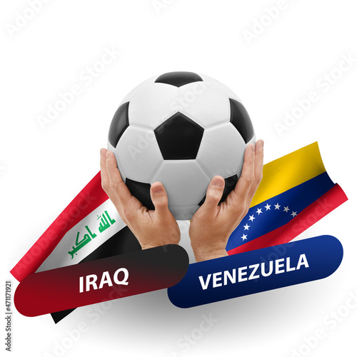 Soccer football competition match  national teams iraq vs venezuela
